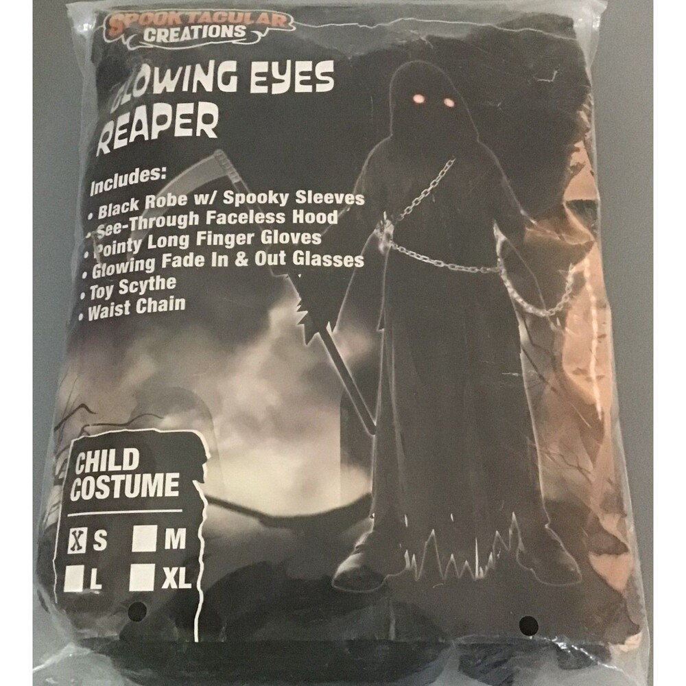 GLOWING EYES REAPER Costume CHILD SMALL Halloween Spooktacular NIP